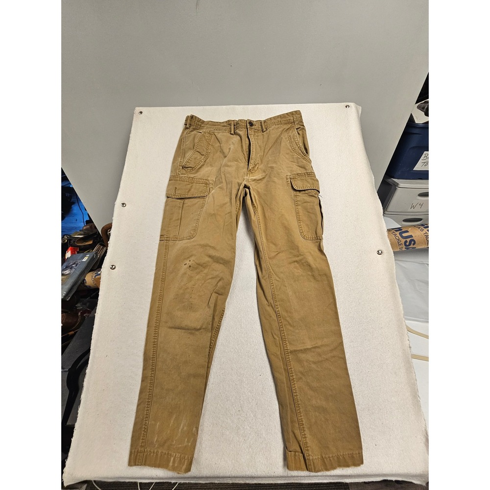 Lands End Mens Traditional Fit Cargo Pants Khaki Tan 100% Cotton Size 38 x 31